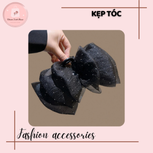 Kẹp Tóc Nơ Hai Mặt Đính Ngọc