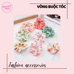 Dây buộc tóc, cột tóc scrunchies hoa quả dễ thương
