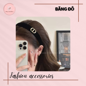 Bờm tóc màu đen bản to đính chữ CD điểm nhấn B58