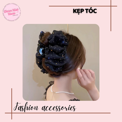Kẹp Tóc Nơ Hai Mặt Đính Ngọc - Ảnh 2