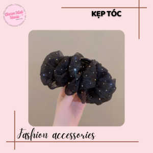 Kẹp Tóc Nơ Hai Mặt Đính Ngọc