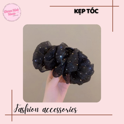 Kẹp Tóc Nơ Hai Mặt Đính Ngọc