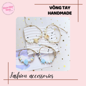 Vòng tay handmade dây bện Charm gốm sứ hình sao biển đính hạt