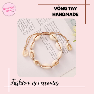 Vòng tay handmade dây bện charm vỏ conch 3 màu Cá tính & độc đáo - Ảnh 2