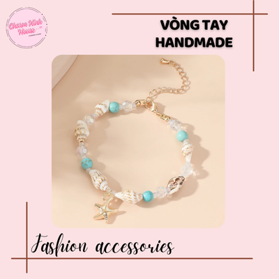 Vòng tay Handmade Vỏ Ốc Sao Biển Đính Hạt - Ảnh 3